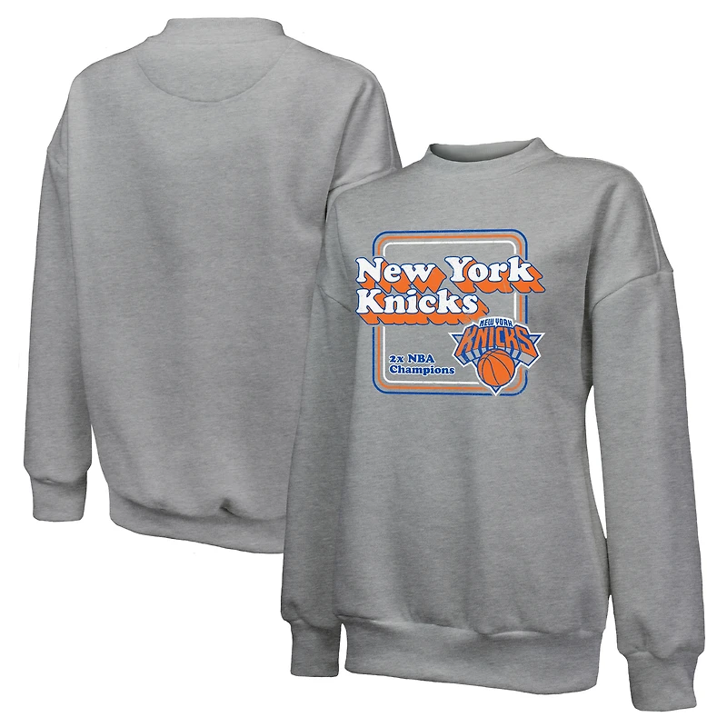 Sweat-shirt classique tri-blend gris Majestic Threads pour femme des New York Knicks