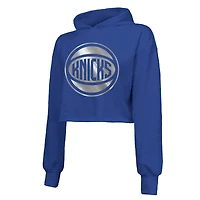 Sweat à capuche court en mélange de coton Majestic Threads Royal New York Knicks pour femme