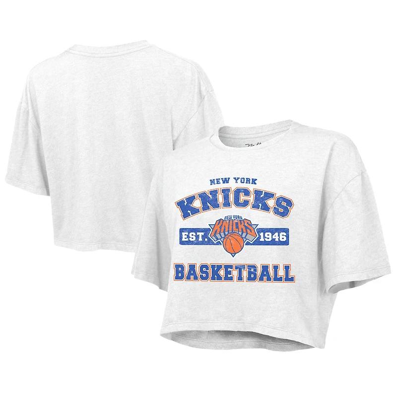 Haut court boxy blanc Majestic Threads pour femme, des New York Knicks