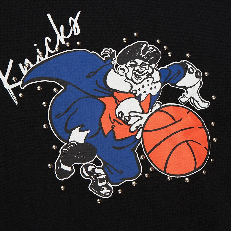 Women's Mitchell & Ness Black New York Knicks Hardwood Classics Home Team Pullover Sweatshirt