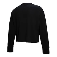 Women's Mitchell & Ness  Black New York Knicks Hardwood Classics Studded Boxy Cropped Long Sleeve T-Shirt
