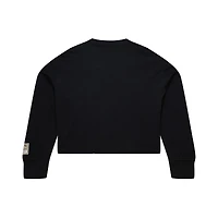 Women's Mitchell & Ness  Black New York Knicks Hardwood Classics Studded Boxy Cropped Long Sleeve T-Shirt