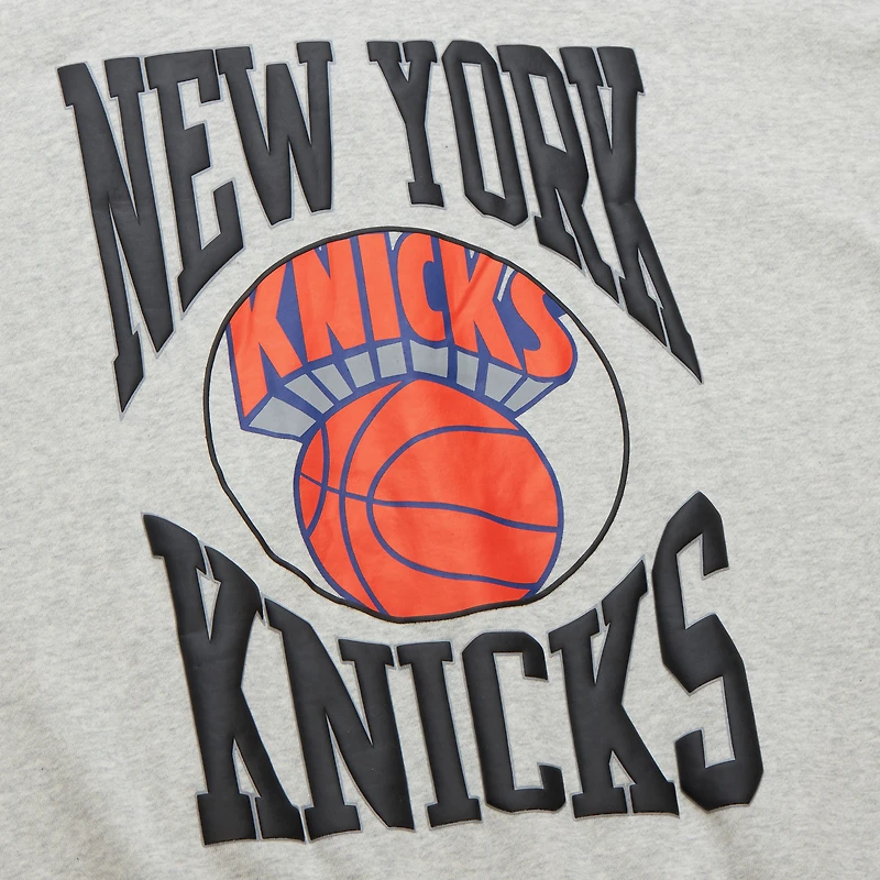 Women's Mitchell & Ness Heather Gray New York Knicks 3.0 Logo Lightweight Sweatshirt