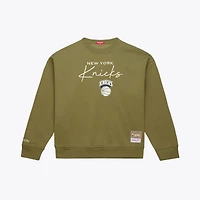 Women's Mitchell & Ness  Olive New York Knicks Lightweight Script Sweatshirt