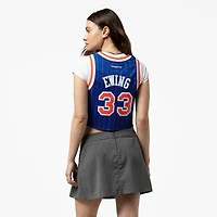 Women's Mitchell & Ness x DANNIJO Patrick Ewing Royal New York Knicks Fashion Cropped Basketball Jersey