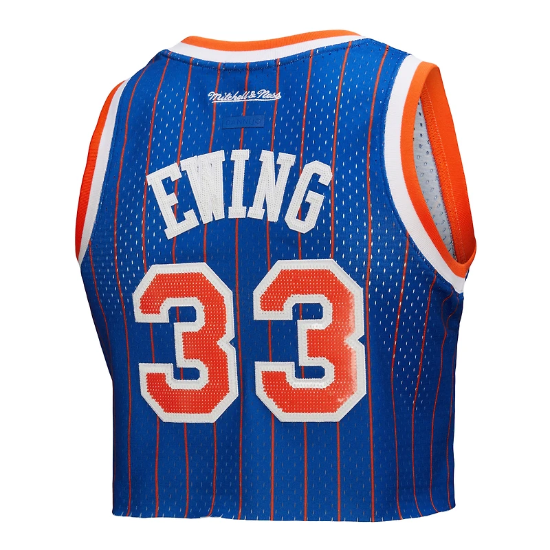 Women's Mitchell & Ness x DANNIJO Patrick Ewing Royal New York Knicks Fashion Cropped Basketball Jersey