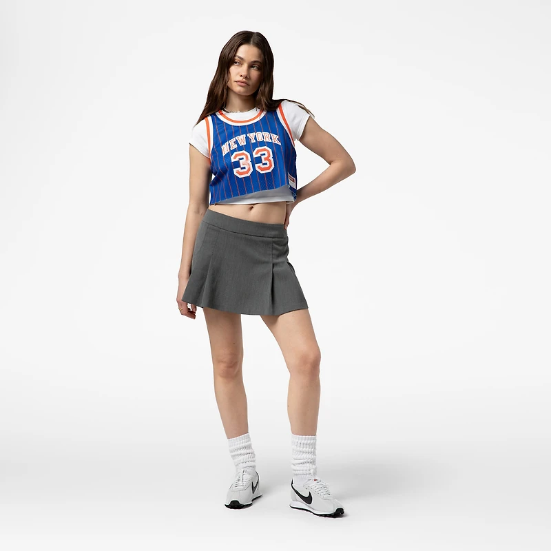 Women's Mitchell & Ness x DANNIJO Patrick Ewing Royal New York Knicks Fashion Cropped Basketball Jersey