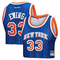 Women's Mitchell & Ness x DANNIJO Patrick Ewing Royal New York Knicks Fashion Cropped Basketball Jersey