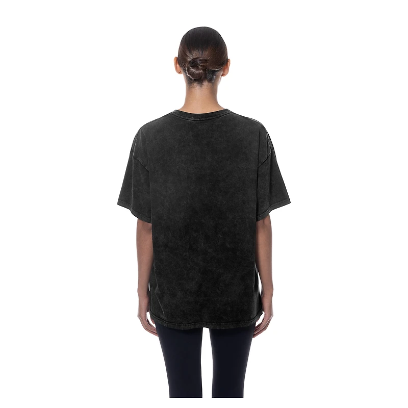 T-shirt oversize noir New Era York Knicks Throwback Mineral Wash pour femme