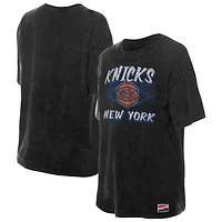 Women's New Era  Black York Knicks Throwback Mineral Wash Oversized T-Shirt