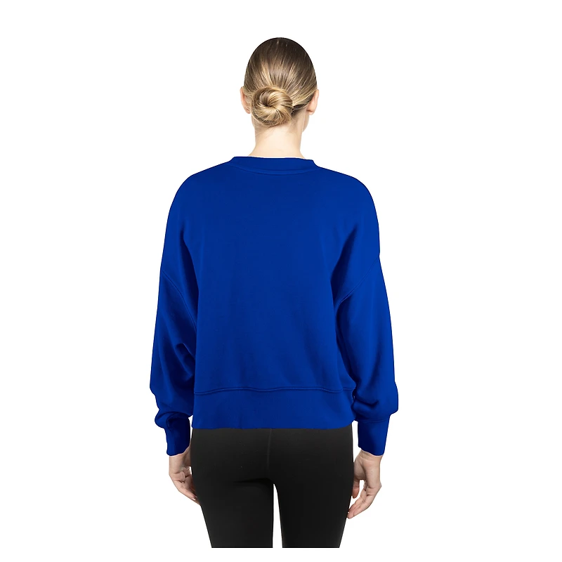 Women's New Era Blue York Knicks Boxy Throwback Mineral Wash Sweatshirt