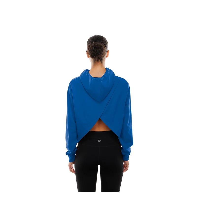 Sweat à capuche New Era bleu York Knicks Glam Game dos ouvert pour femme