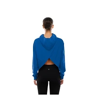 Sweat à capuche New Era bleu York Knicks Glam Game dos ouvert pour femme