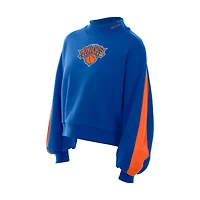 Sweat-shirt New Era bleu à manches ballon pour femme des York Knicks Sport Night