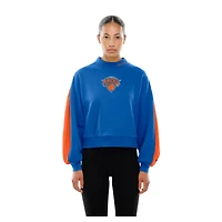 Sweat-shirt New Era bleu à manches ballon pour femme des York Knicks Sport Night