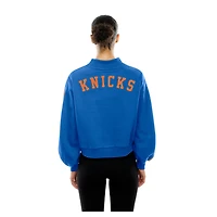Sweat-shirt New Era bleu à manches ballon pour femme des York Knicks Sport Night