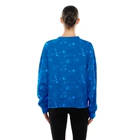 Women's New Era  Blue York Knicks Throwback Collection Mineral Wash Crewneck Sweatshirt
