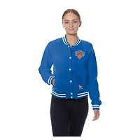 Veste New Era bleue à boutons-pression pour femme, style rétro des York Knicks