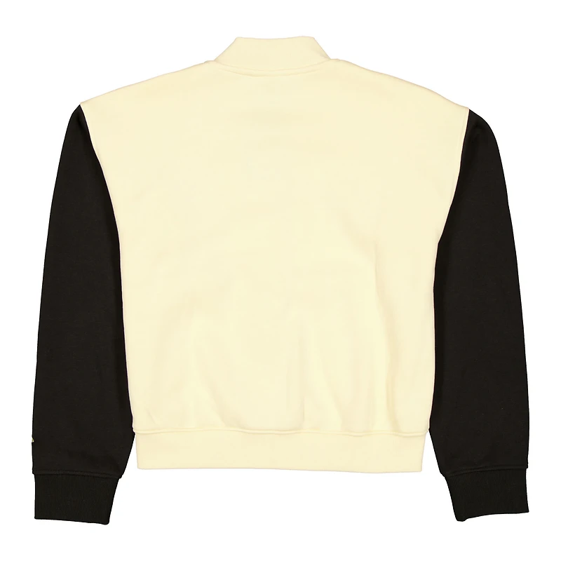 Veste polaire New Era pour femme, beige/noir, édition City 2025/26 des York Knicks, fermeture à boutons-pression.