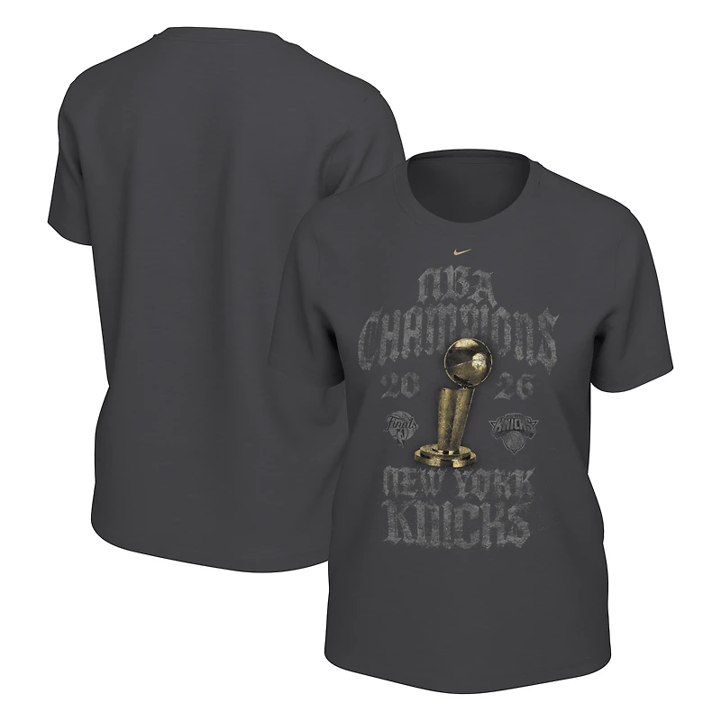 Women's Nike Anthracite New York Knicks 2026 NBA Finals Champions Limited Edition Locker Room T-Shirt