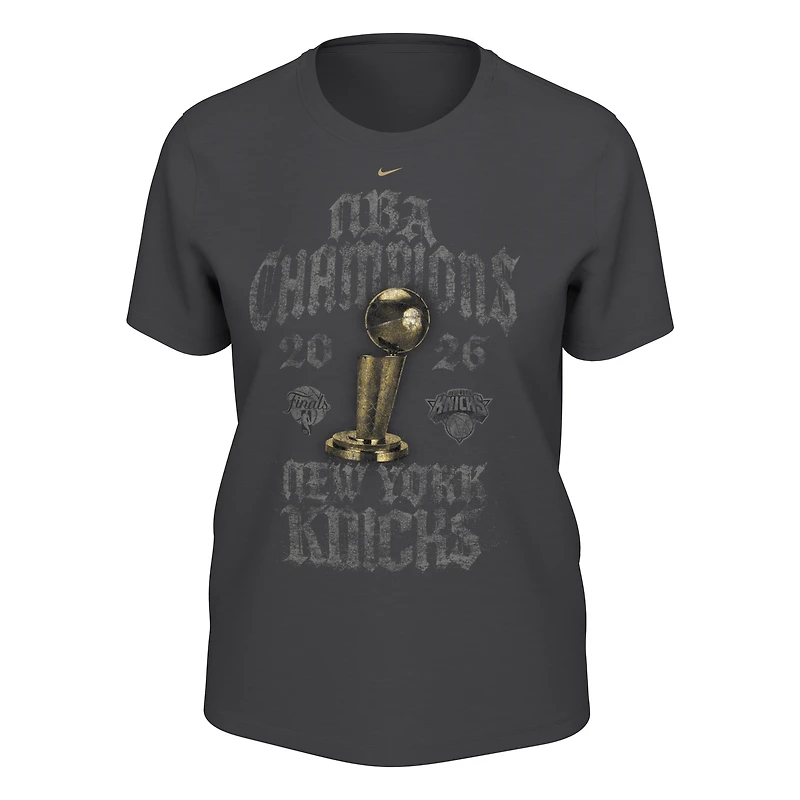 Women's Nike Anthracite New York Knicks 2026 NBA Finals Champions Limited Edition Locker Room T-Shirt