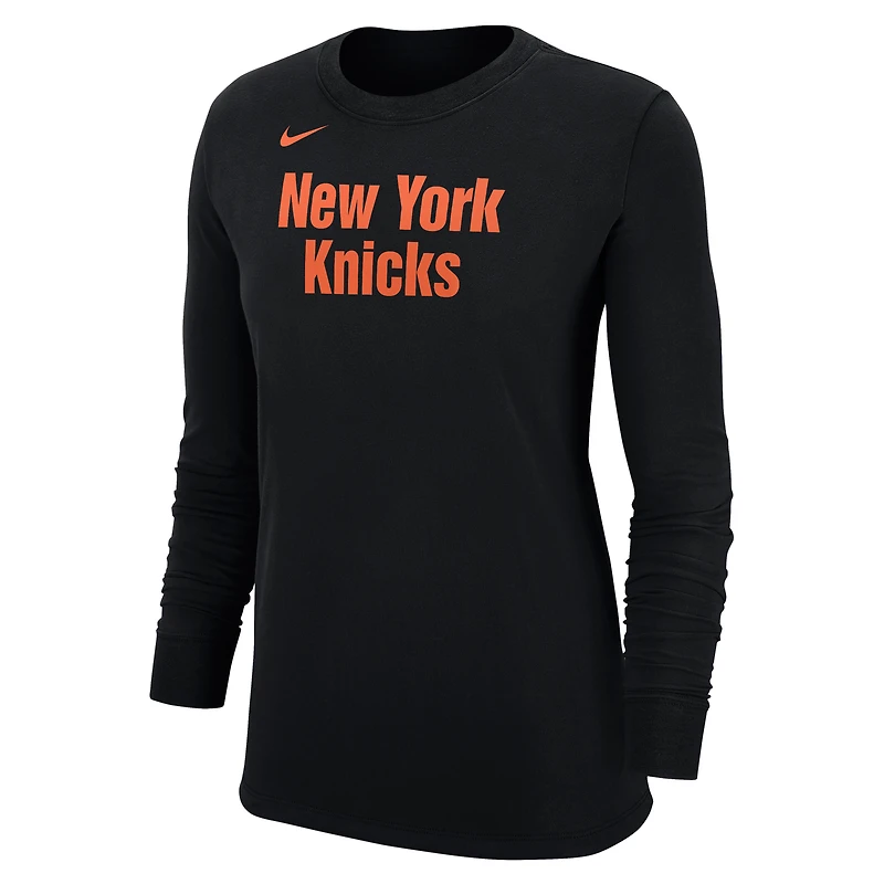 Women's Nike Black New York Knicks Core Long Sleeve T-Shirt