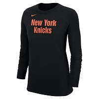 Women's Nike Black New York Knicks  Core Long Sleeve T-Shirt