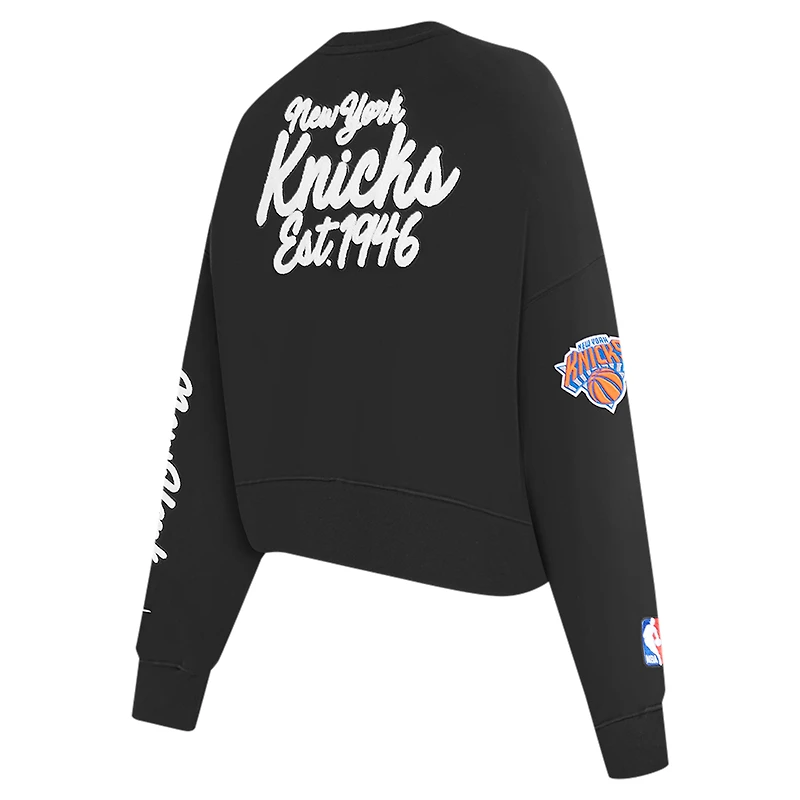 Women's Pro Standard Black New York Knicks Paint The City Cropped Pullover Sweatshirt