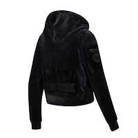 Sweat à capuche entièrement zippé en velours noir triple Pro Standard New York Knicks pour femmes