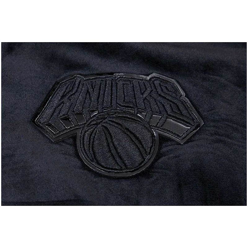 Women's Pro Standard New York Knicks Triple Black Velour Full-Zip Hoodie