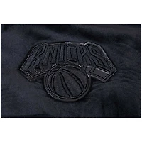 Women's Pro Standard New York Knicks Triple Black Velour Full-Zip Hoodie
