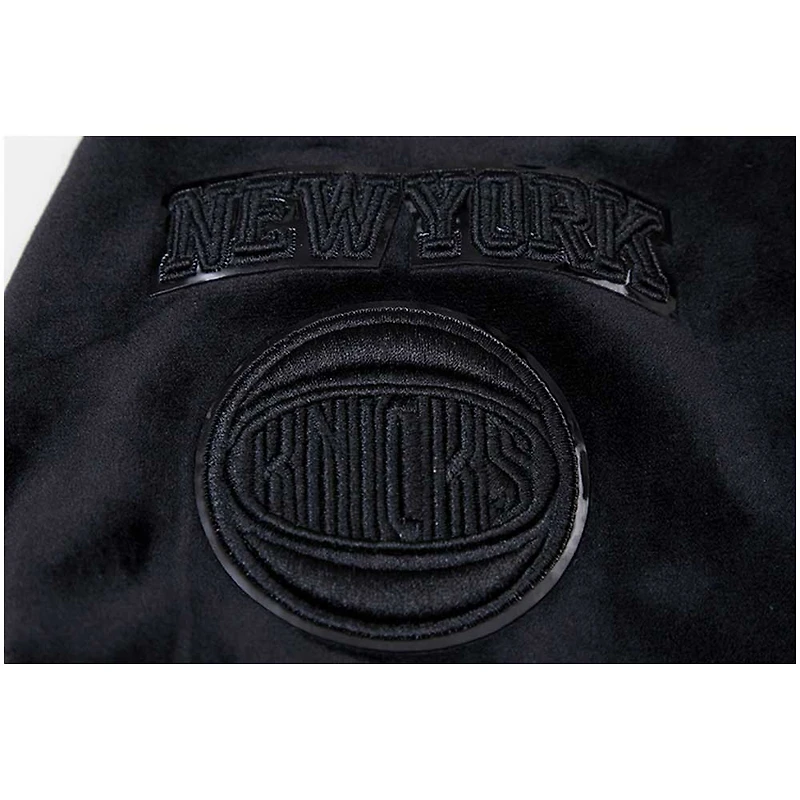 Sweat à capuche entièrement zippé en velours noir triple Pro Standard New York Knicks pour femmes
