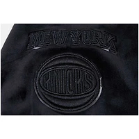 Sweat à capuche entièrement zippé en velours noir triple Pro Standard New York Knicks pour femmes