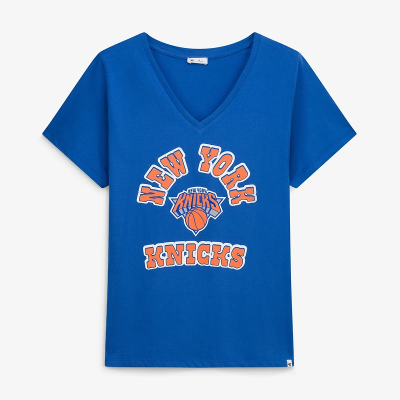 Profil femme bleu New York Knicks T-shirt col V grande taille Comeback