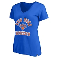 Women's Profile Blue New York Knicks Plus Comeback V-Neck T-Shirt