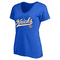Women's Profile Blue New York Knicks Plus Sweep V-Neck T-Shirt