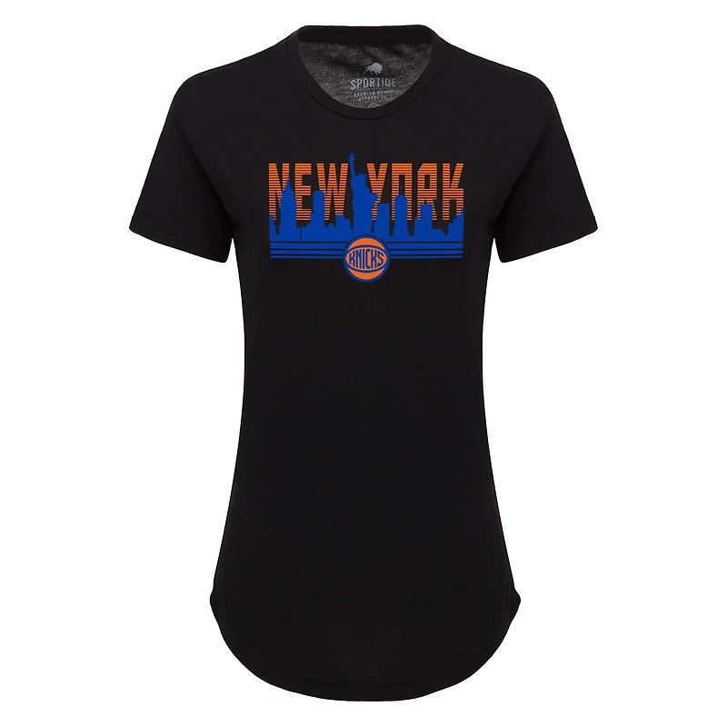 Women's Sportiqe Black New York Knicks Phoebe Super Soft Tri-Blend T-Shirt