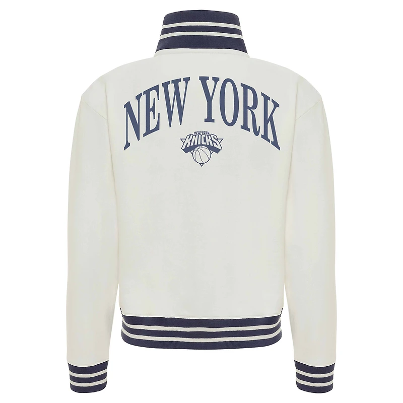 Women's Sportiqe  Cream New York Knicks Athletic Club Collection Sutton French Terry Full-Zip Jacket