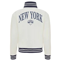 Women's Sportiqe  Cream New York Knicks Athletic Club Collection Sutton French Terry Full-Zip Jacket