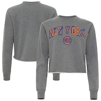 Sweat-shirt court Kacey de la collection Varsity New York Knicks pour femme, gris chiné, Sportiqe