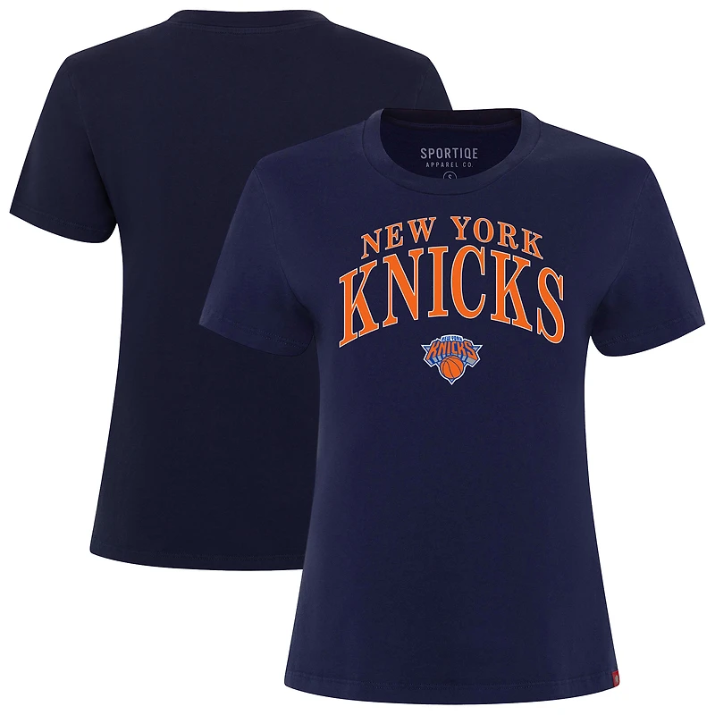 Women's Sportiqe Navy New York Knicks Arcadia Boxy T-Shirt