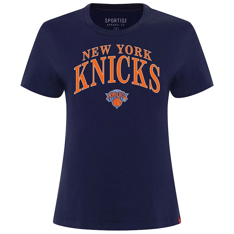 T-shirt Sportiqe bleu marine pour femme, coupe boxy, des New York Knicks, Arcadia