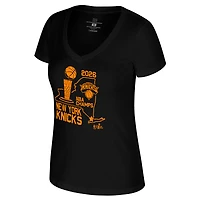Women's Stadium Essentials Black New York Knicks 2026 NBA Finals Champions State V-Neck T-Shirt