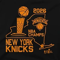 Women's Stadium Essentials Black New York Knicks 2026 NBA Finals Champions State V-Neck T-Shirt