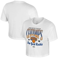 Women's Stadium Essentials White New York Knicks 2026 NBA Finals Champions Sky High Cropped T-Shirt