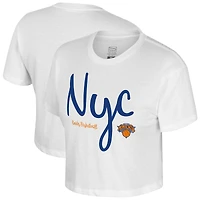 T-shirt court blanc Stadium Essentials pour femme, troisième quart-temps, New York Knicks