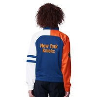 Veste de survêtement zippée intégrale Starter Blue New York Knicks Line Up Dolman Raglan pour femme