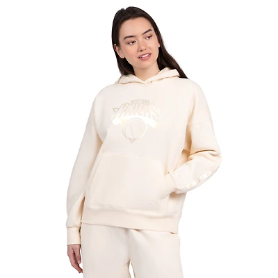 Women's Starter Cream New York Knicks Pastel Relaxed Hoodie
