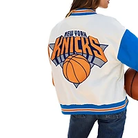 Veste aviateur à boutons-pression pour femme Terez White New York Knicks