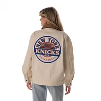 Women's The Wild Collective  Cream New York Knicks Denim Full-Zip Jacket